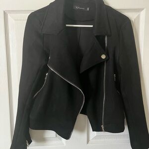 Black faux suede moto Jacket for women